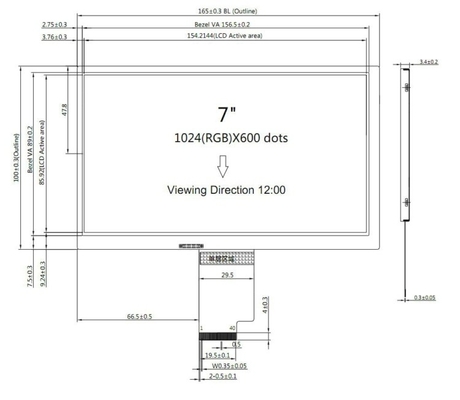 50pin RGB TFT LCD Display 7 Inch TFT LCD Module 1024x600 LCD For Home Automation