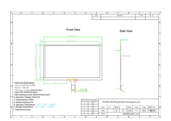 9 Inch IPS TFT LCD Display 1200nits TFT 1024x600 Ips Industrial Display AG CTP