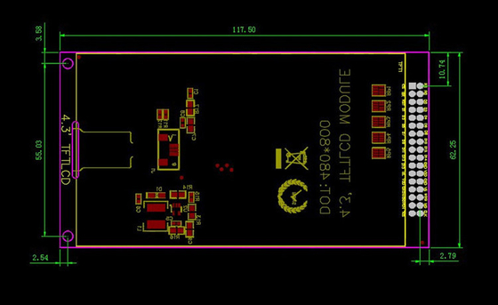 4.3 Inch 480x800 Touch TFT LCD Graphic Color Tft Screen Module 350nits  NT35510 Driver IC